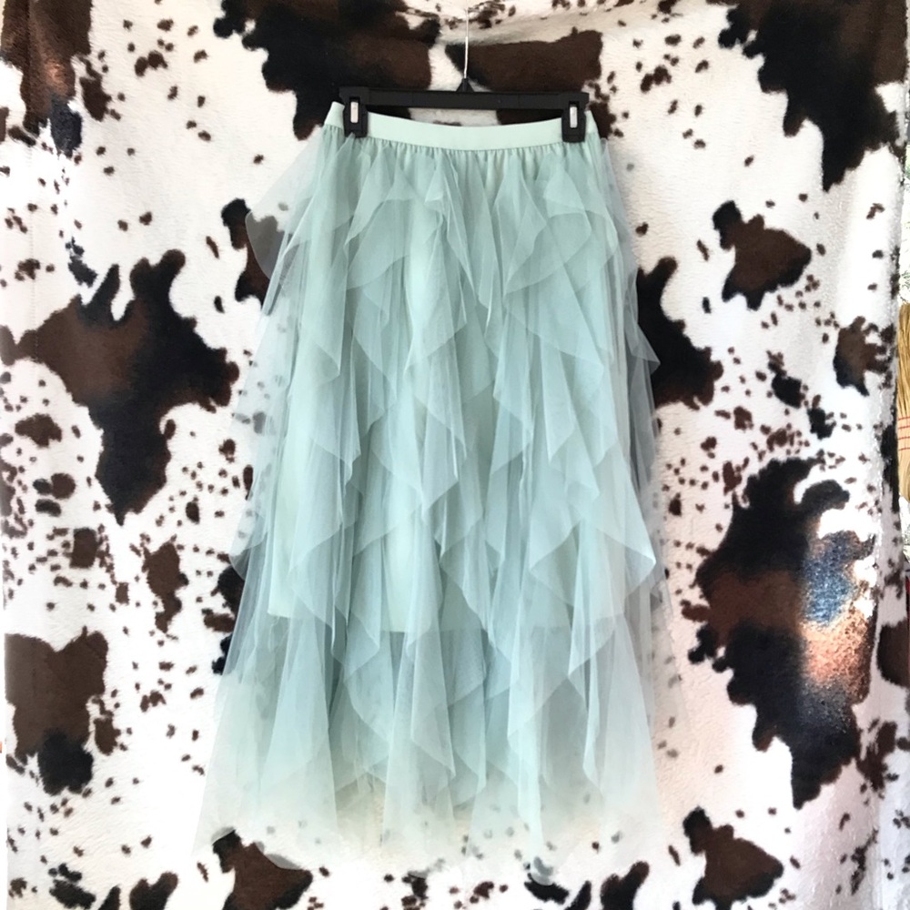 Sky Blue Ruffle Midi Tiered Bohemian Festival Skirt - Women's M - Picture 3 of 7